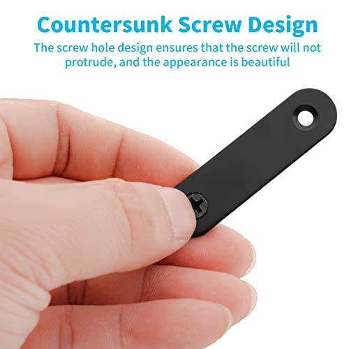 Biaungdo 1.5" Stainless Steel Flat Plate Straight Bracket, Black,20 Sets | Metal Corner Brace Brackets, Mending Repair Plate Brace, With Screws & Screwdriver, For Wood (40mm x 16mm x 2mm) - size: 40x16x2.0mm