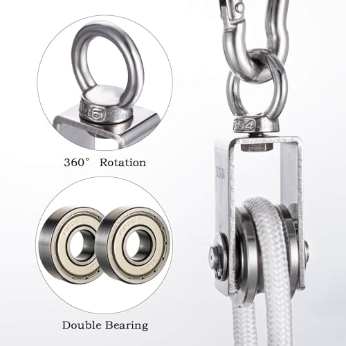 Cable Pulley Wheel 304 Stainless Steel, Bearing Inside, Rope Pulley for Pulley System, Gym Equipment, Clothesline, 2 Pack - size: Swivel Pulley Outdoor