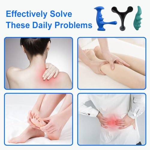 Manual Trigger Point Massage Tool and Thumb Saver for Full Body Deep Tissue Massage, with 3-Legged Massage Knobs, Stress Relief (3 Pack)