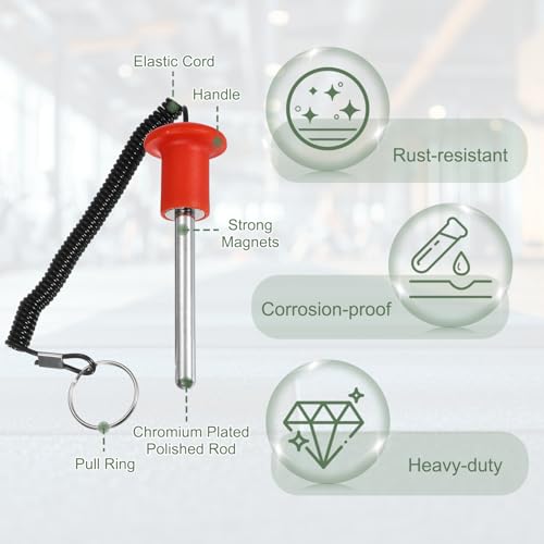 Gym Pin Weight Stack Pin Strength Training Lifting Equipment Replacement with Pull Rope Fitting for Club - color: Red, size: 0.4 x 3.1 Inch