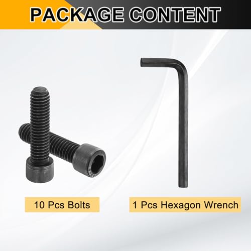 PATIKIL 3/8"-16 x 1-1/2 Socket Head Cap Screws Bolts, 10Pcs Carbon Steel Hex Head Metric Screws for Door Road Bicycle Mountain Bike Auto Ship Communication Equipment, Black - size: 3/8"-16 x 1-1/2