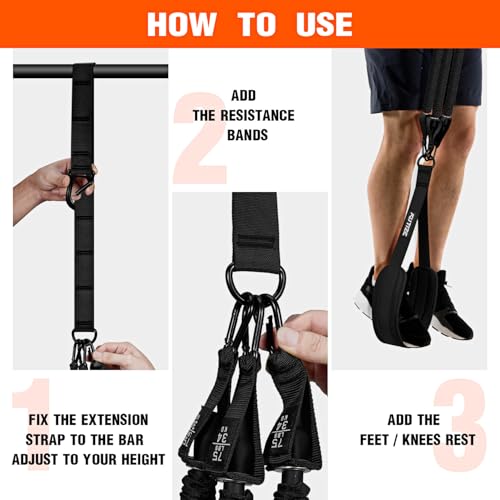 KUTIZE Pull Up Assistance Bands, Pull Up Bar Resistance Bands, Pull Up Bands for Enhanced Strength Training, Muscle Training, 3 Heavy-Duty Adjustable Pull Up Assist Strap & Comfortable Foot Strap - style: Black
