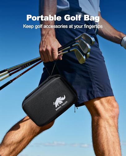 Rhino Valley Golf Glove Holder Case, Golf Accessories Organizer Bag with Glove Shaper for Phone, Gloves, Balls, Tees, Markers, Divot & Repair Tools, Gifts for Golfers Men Women - style: Golf Accessories Kit