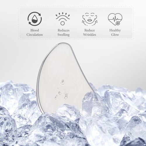 Stainless Steel Gua Sha Facial Tools | Premium Face & Body Massage Scraper for Skin Tightening & Sculpting | Gua Sha Beauty Tool for Jawline, Neck & Eyes with Travel Pouch – Perfect Skincare Gift - color: Silver Ss