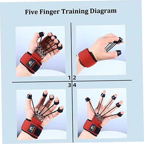 Finger Strengthener Grip Strength Trainer Finger Exerciser 60LB Finger Extensor Trainer Finger Resistance Band Finger Strengthener for Hand Red 18x5 cm