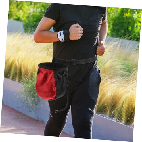 minkissy Outdoor Climbing Chalk Bag Waist Pouch Non-Slip Red Black for Rock Climbing, Weightlifting and Gymnastics, Sturdy Powder Storage with Adjustable Belt for Sports and Fitness