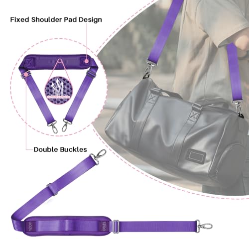 59 Inch Shoulder Straps, Soft with Ultra-Thick Fixed Shoulder Pad, Two Way Independently Adjustable Buckle Replacement Straps for Laptop Bag Messenger Bag Tool Bag Luggage,Purple - color: Purple, size: 59 inch
