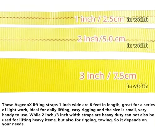 2 Pack 1 "x6' Lift Sling Straps Reinforced Loops 1 inch 6 Feet Tree Saver Strap 8000 Pound Capacity, Lifting Straps for Hoist, Winch Straps Yellow