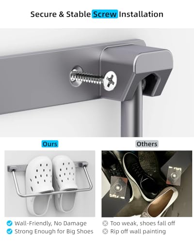 Foldable RV Shoe Rack Aluminum Wall Mounted Shoe Storage Solution | Orgainze Shoes Off Floor Reduce Clutter in Tight Camper Van, Slim Space Saver for Bedside/ Closet/ Trailer Entryway, 4 Pack