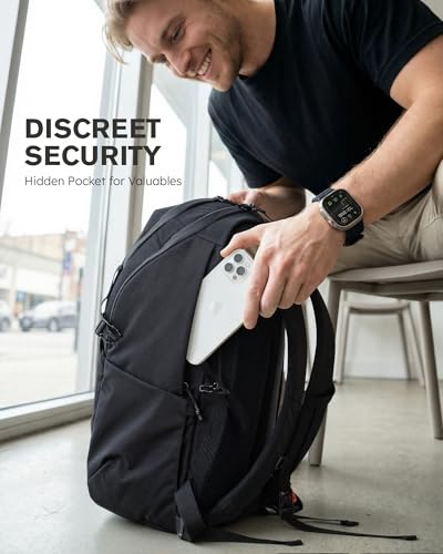 Tolaccea Daypack Backpacks Carry On 30L, Travel Backpack with Waterproof Zippers, Flight Approved Hand Luggage Casual Backpack for Men Women, Durable Bag for Work Business Hiking, Fits 15.6" Laptop - color: Black