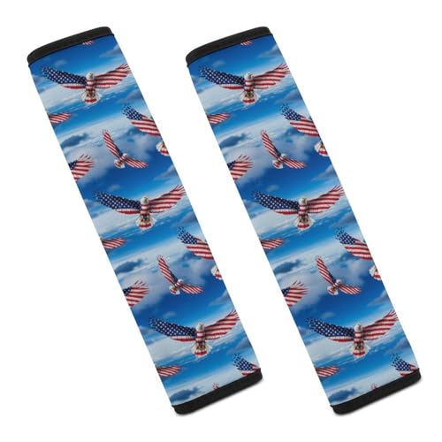 Soft Padded Car Seat Belt Pad for Elderly Support, Stroller Pushchair High Chair, 2 Pack American Flag Eagle Shoulder Harness Cover Anti-Slip Pad - color: Pattern 41