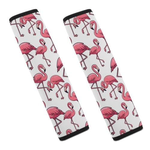 2PCS Soft Padded Car Seat Straps Shoulder Pads for Adult Use, Most Cars, Pink Flamingo Shoulder Protector, Shock Absorption - color: Pattern 720