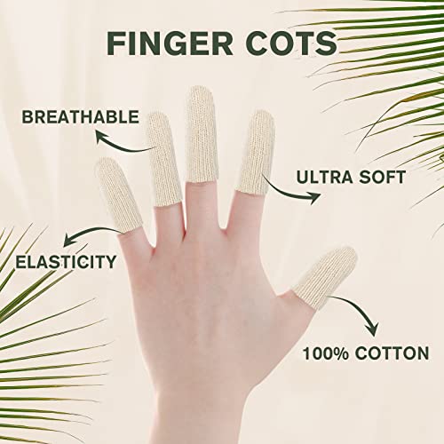 Evridwear 20PCS Cotton Finger Cots for Eczema, Cracked Skin, Calluses | Cotton Cushion Finger Covers Cot Sleeves Fingertips Protect for Men & Women,S/M - size: 20 Count (Pack of 1)