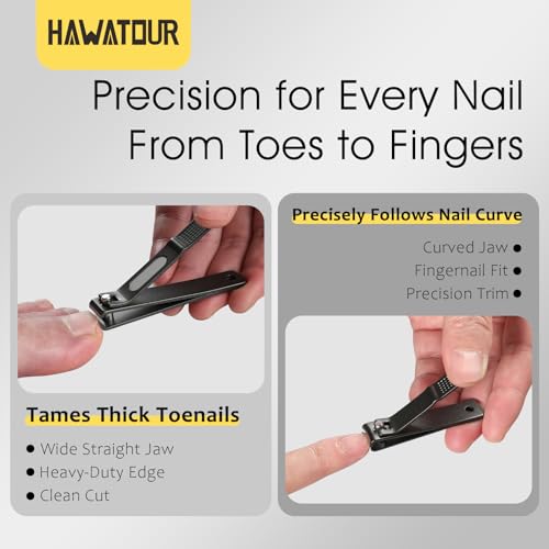 Nail Clippers Set 420J2 Stainless Steel, Gray | Premium Fingernail Toenail Clippers, Visibly Tin Case, Ergonomic Grip