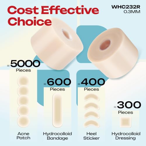 LIFARA Hydrocolloid Roll for Wound Care - Cut-to-Size, Hydrocolloid Patch Bandages with Self-Adhesive, Ultra Absorbent & Waterproof, First Aid Kit Essential (11.8mil/ 0.3mm Thickness, 2in*32ft) - size: 2in*32ft, 11.8mil/ 0.3mm Thickness