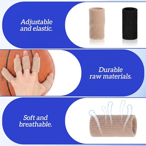 TIESOME 20Pcs Sport Finger Sleeves, Breathable Finger Brace Elastic Fingers Support Sleeves Compression Fingers Sleeve Thumb Splints for Relief Support Protector and Relieving Pain