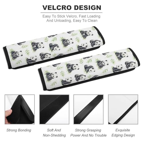 Universal Soft and Comfortable Seat Belt Cover for Adults and Children, Most Cars, 2 Pack Cute Pandas Leaf Seat Belt Covers Cushion Neck and Shoulder Support - color: Pattern 208