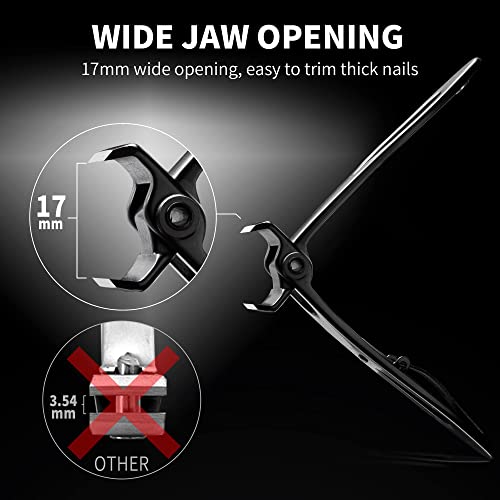EBEWANLI Straight Nail Clipper, 17mm Wide Jaw Opening Extra Large Toenail Clippers for Thick Nails or Tough Fingernail & Ingrown Toenail, Heavy Duty Thick Toenail Clippers for Seniors, Men, Adult - style: 2 Piece Set
