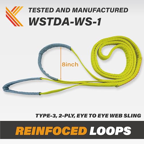 2-Ply Lifting Sling Straps 1”x 15ft - 3100lbs Vertical Capacity Heavy Duty Flat Eye Lift Sling, for Rigging Moving Towing Hoisting -1Pack - Kodiak Straps - color: 1 PACK, size: 1inch x 15ft