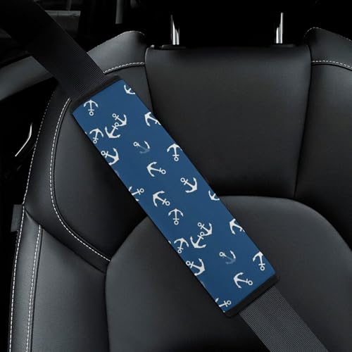 2 Pack Nautical Anchor Car Seat Straps Shoulder Pads Soft Padded Seat Belt Cushion for Kids, All Vehicles, Pressure Relief - color: Pattern 674