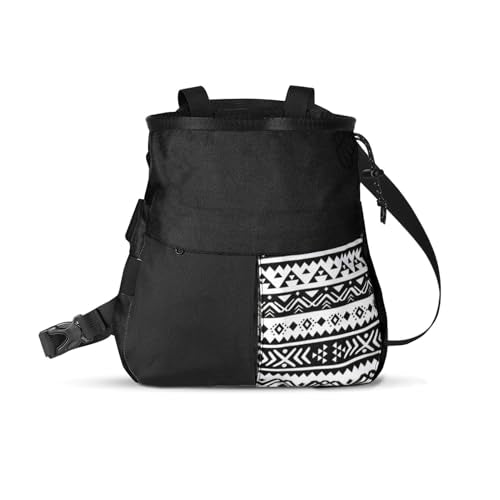 Keenso Mountaineering Chalk Bag Large Capacity Bouldering Chalk Bag Holds 700g Powder Wide Mouth Opening Dual Carry Points Front Pocket for Climbing Training Outdoor Sports - size: Large Black