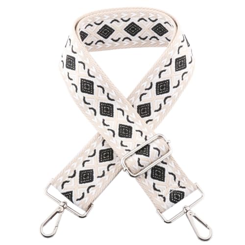 Wide Replacement Shoulder Strap Adjustable Crossbody Canvas Webbing for Messenger Bag Laptop Computer Bag - color: #3 - Black & White Rhombus