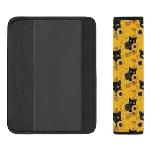 2 Pack Black Cat Yellow Sunflower Seat Belt Cover Universal Fit Seat Belt Cushion for Kids, Stroller Pushchair High Chair, Neck and Shoulder Support - color: Pattern 179