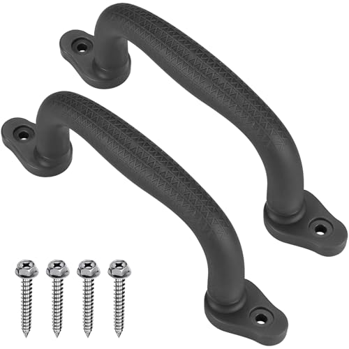 Dolibest 2-Pack Safety Handles for Swing Sets & Playsets - Monkey Bars with Anti-Skid Grip with Finger Indentations, Plastic Grab Handles, Easy Mounting for Climbing Frames, Playhouses, Treehouses - color: Black-2pcs