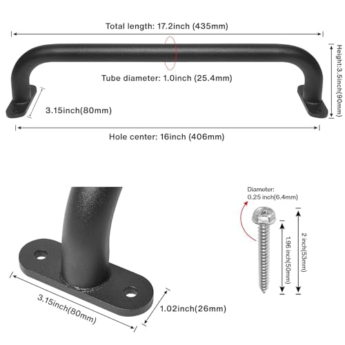 17 Inch Black Playground Handles Metal Set of 2 - Playset Safety Handles, Swing Sets Accessories Grab Handle, Indoor Kids Climbing Monkey Bar for Playhouse, Treehouse, Jungle Gym - color: Black-2pack