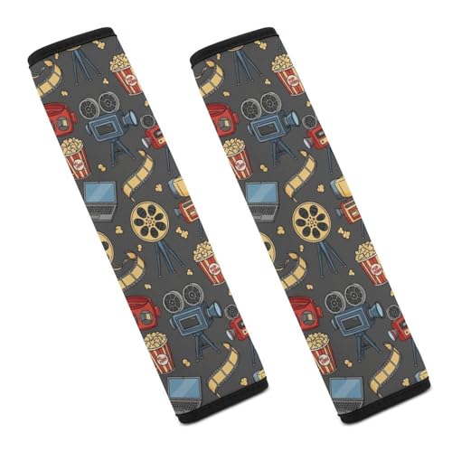 2PCS Movie Lovers Cinema Seat Belt Cover Breathable Seat Belt Cushion for Adults and Children, All Vehicles, Comfortable Driving - color: Pattern 432