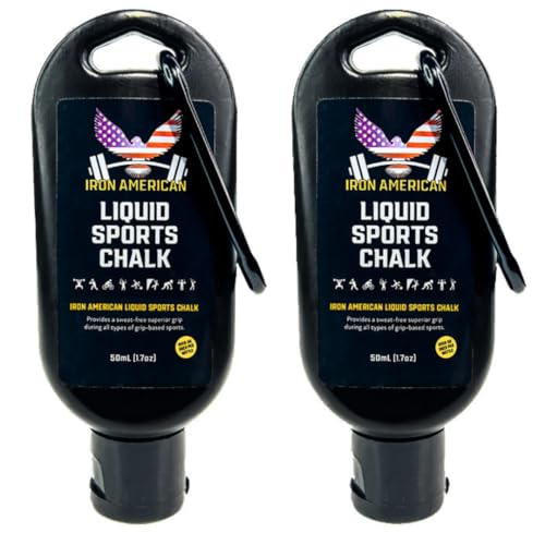 IRON AMERICAN Liquid Chalk - No-Mess Long-Lasting Grip Chalk for Weightlifting, Gymnastics, Rock Climbing, and Fitness Training - Advanced Hand Chalk for Gym - size: 2-PACK (50 mL)