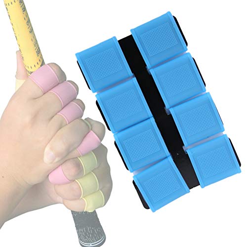 Finger Sleeves, 8pcs Finger Protector Silicone Finger Tube Golf Gloves Golf Finger Protector Tape Anti Slip Elasticity Golfer Swing Grip Golf Finger Band Cover Sets (Blue) - color: Blue