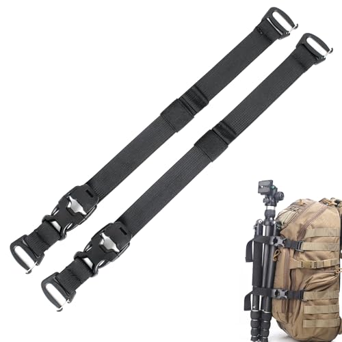 MOLLE Tactical Straps for Backpack - Adjustable 7.5-22 inch Compression Tie Down Straps for Gear, Rucksack, Tripod and Sleeping Bag - Heavy Duty 1000D Nylon (Black, 2-Pack) - size: 2-Pack, style: Black