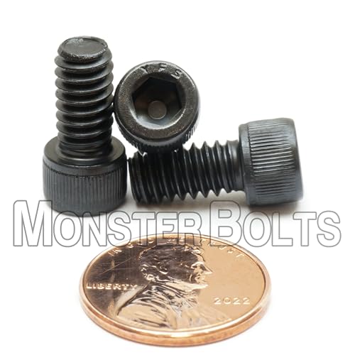 MonsterBolts - 1/4"-20 x 1/2" Socket Head Screws, ASTM A574, Alloy Steel, Black Oxide, 10 Pack - size: 0.5 In. (1/2")