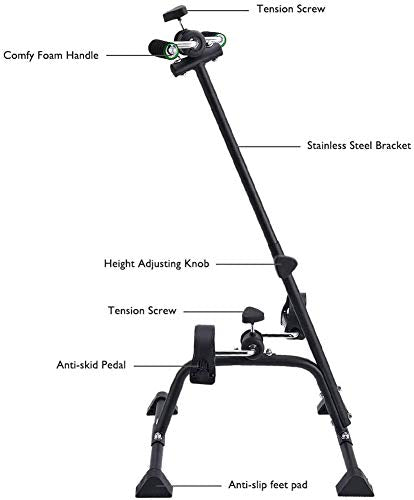 Pedal Exerciser Bike Hand Arm Leg and Knee Peddler Adjustable Fitness Equipment for Seniors, Elderly Home Pedal Exercise Bike for Total Body, with Gift Box - color: Classic Model