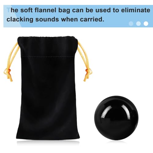 Learay 2Pcs Baoding Balls, Boading Balls for Hand Therapy, Black, 1.57 inch | Chinese Health Exercise Massage Balls with Carry Pouch for Stress Relief Meditation Ball - color: Black/1.57 Inch