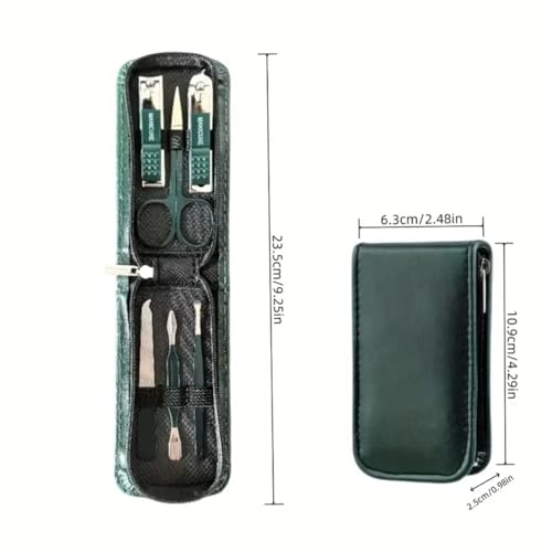 6 PCS Nail Clippers with File, Complete Manicure Kit for Women with Clippers, Scissors and Grooming Tools in Case (Green)