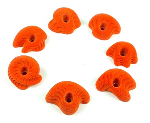 Atomik Rock Climbing Holds Set of 7 Bolt-On Dripstone Mini Jugs in Orange
