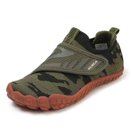 KUBUA Versatile Kids Water Shoes Boys Girls Quick Dry Swim Aqua Socks | Wide Toe Box, Lightweight, Barefoot-Style, Breathable, Beach, Pool, Kayak, Water Parks, Hiking, Toddler, Little Kid, Big Kid - color: Green, size: 11 Little Kid