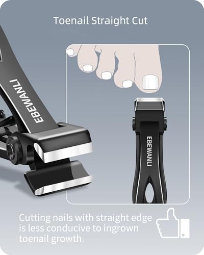 EBEWANLI Straight Nail Clipper, Large Toenail Clippers for Thick Toenails | 17mm Wide Jaw Opening Heavy Duty Toe Nail Clippers for Thick Nails for Seniors Men Women, Stainless Steel - style: 1 Piece
