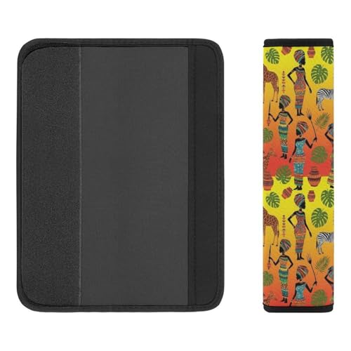2 Piece Soft Padded Car Seat Belt Pad for Elderly Support, Stroller Pushchair High Chair, Ethnic Afro African Traditional Exotic Tribal Black Woman Shoulder Harness Cover, Shock Absorption - color: Pattern 308
