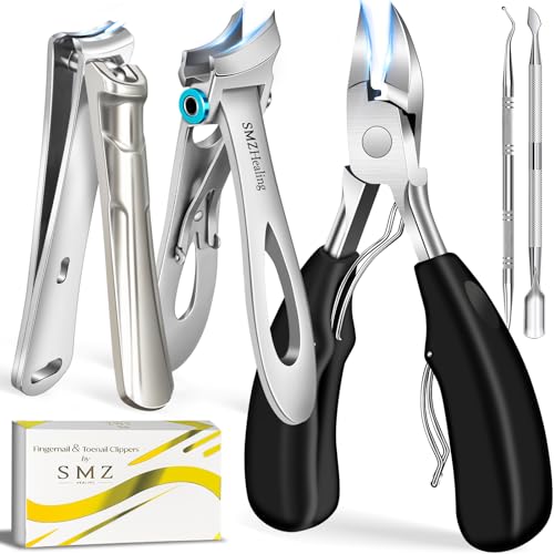 Toenail Clippers for Seniors Thick Toenails, 2026 Large Toe Nail Clippers for Men Thick Nails with Wide Opening, Sharp Heavy Duty Ingrown Toenail Clippers Nail Cutter Long Handle with Slanted Blade - color: Sliver&black 5pcs
