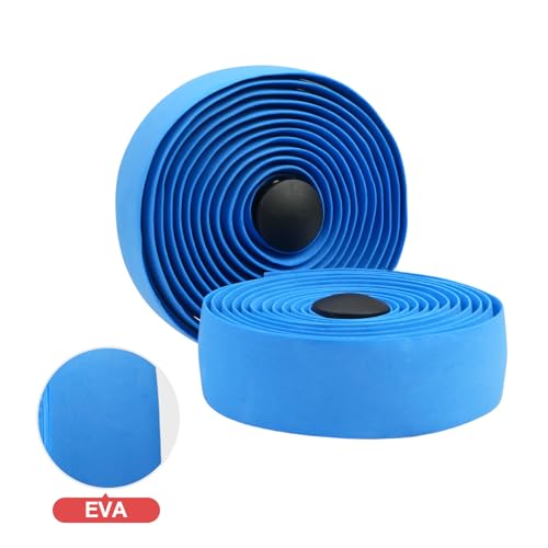 BD13 Bike Handlebar Tape, EVA Road Bike Bar Tape with Shock Absorbing Cushioning, Anti-Slip Bicycle Handlebar Wrap, Heavy-Duty Acrylic Double Sided Tape, (Blue) - color: blue
