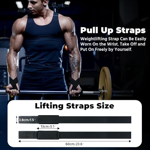 WSAKOUE Lifting Straps, Weightlifting Straps, Deadlift Straps with Padded Neoprene for Power Lifting, Bodybuilding, Gym Workout, Strength Training & Fitness Workout, Resistance - color: Black