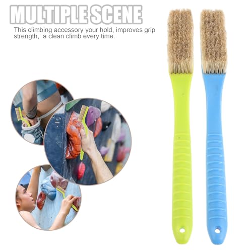 2pcs Climbing Bouldering Brush with Long Handle - Chalk Brush for Rock Climbing Accessories - Portable Cleaning Tool for Outdoor Boulder and Training Gym Use