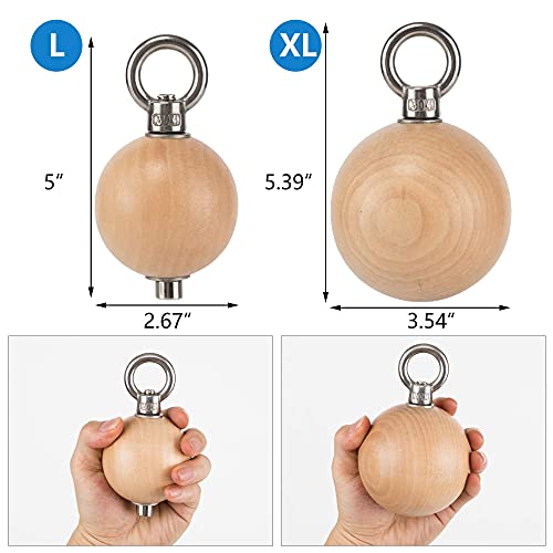 Wooden Pull Up Grips and Balls, Atomic Rock Climbing Holds Training Set,Grip Strength Trainer,Ninja Warrior Obstacle Course Handles and Rope.Suit(L/XL Ball(L/XL) - color: Suit XL