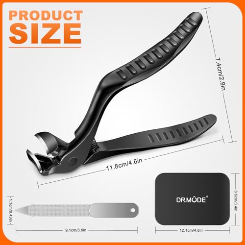 DRMODE Toenail Clippers for Seniors, Long Handled Angled Head Toe Nail Clippers for Thick Nails for Seniors with Wide Opening, Large Heavy Duty Finger Nail Clippers for Men Women with Catcher - size: Exra Large