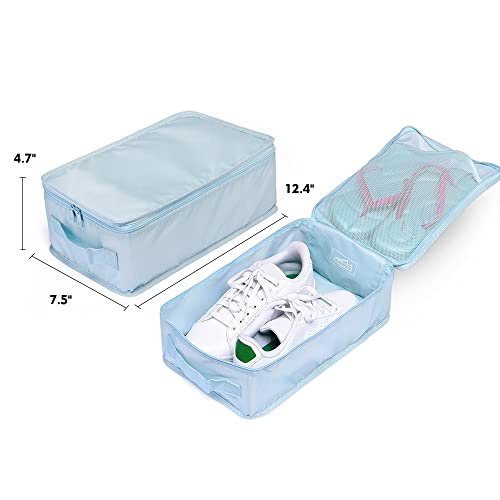 Travel Shoe Bags, Foldable Waterproof Shoe Pouches Organizer-Double Layer (6 Blue Shoe Bags) - color: Blue, size: 6 Packs
