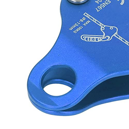 Premium Aluminum Alloy Climbing Rope Grab for Outdoor Climbing Mountaineering - Side Plate Design for Quick Loading and Unloading - color: Blue