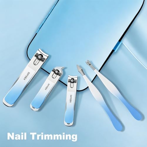 Manicure Set, 10 pcs High-Carbon Steel Nail Clippers Set, Portable Mini Manicure and Pedicure Kit, Travel Grooming Nail Kit with Leather Bag for Men and Women - color: Blue